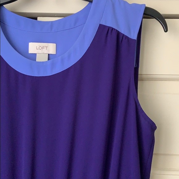 LOFT Purple Faux-Wrap Dress - Size M - Picture 2 of 4